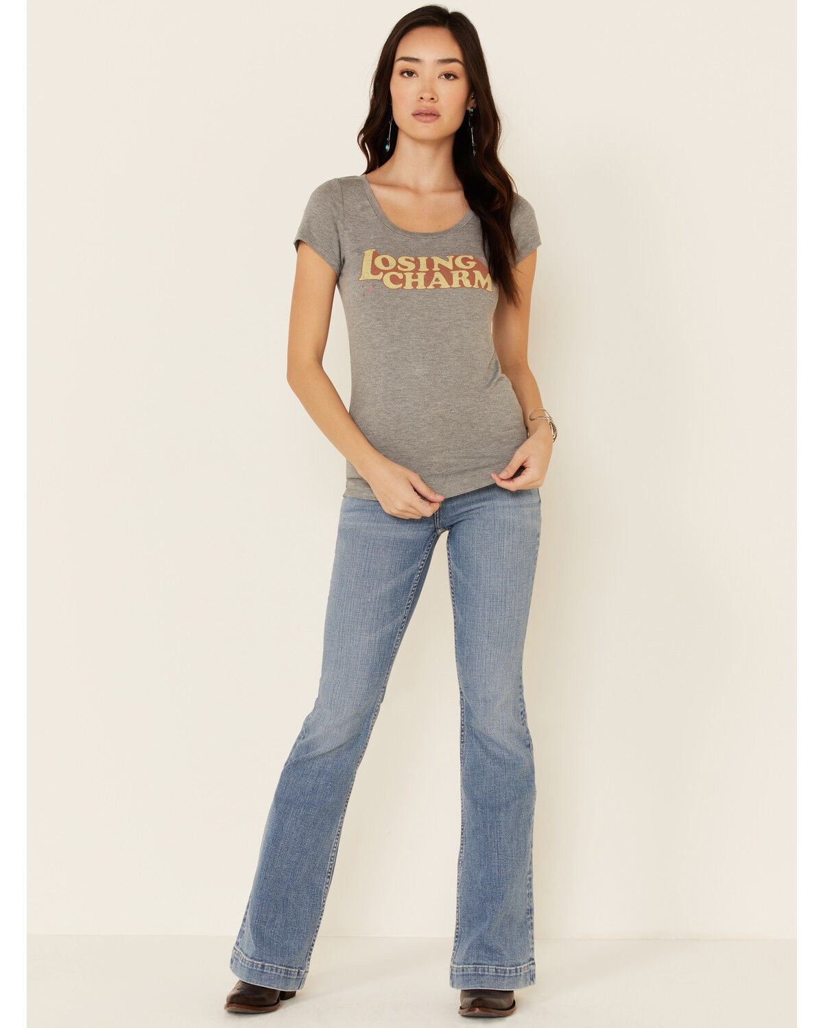 Image #2 - Idyllwind Women's Losing Charm Trustie Short Sleeve Graphic Tee, Heather Grey, hi-res