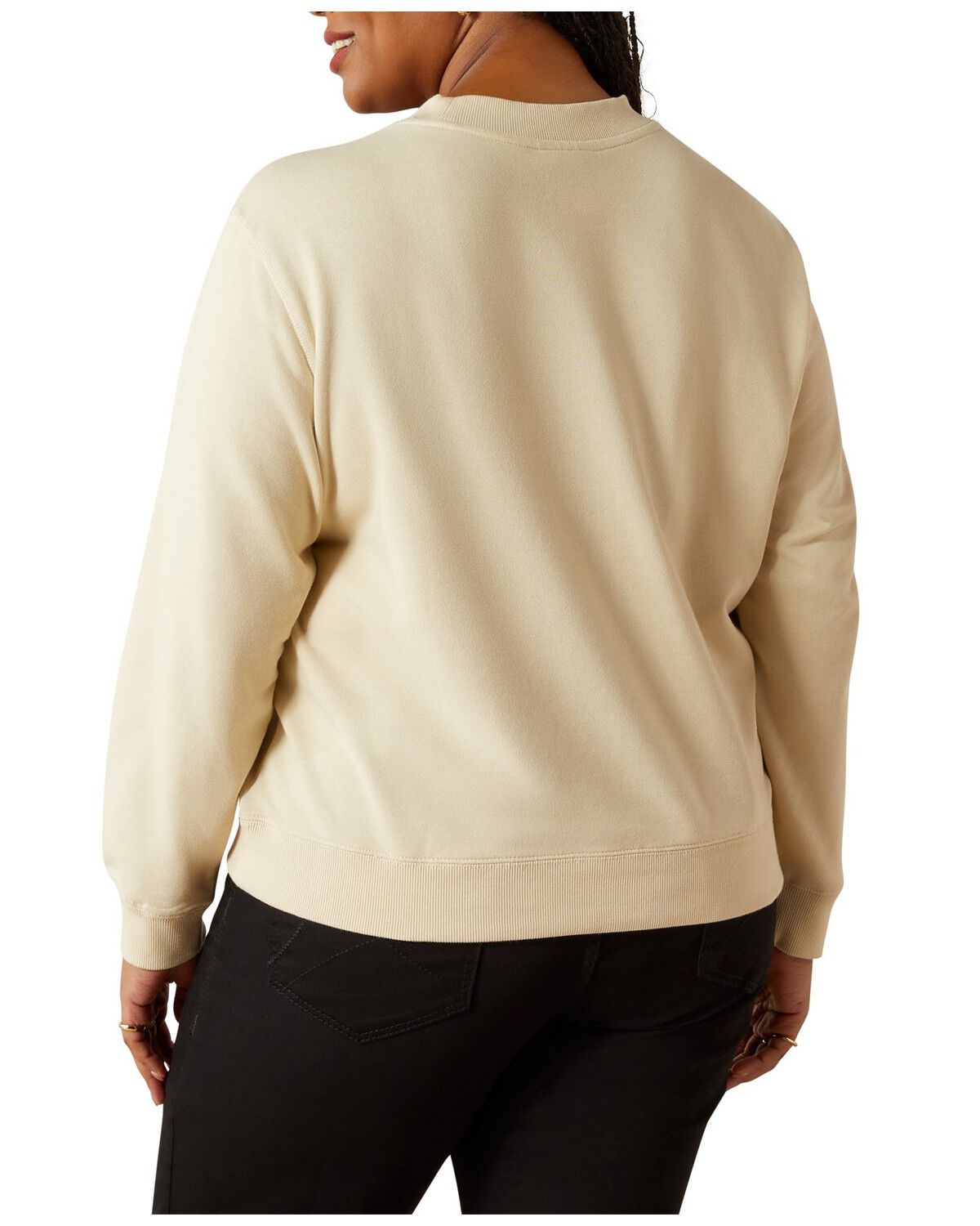 Image #2 - Ariat Women's Essential Logo Crewneck Sweatshirt - Plus, Cream, hi-res