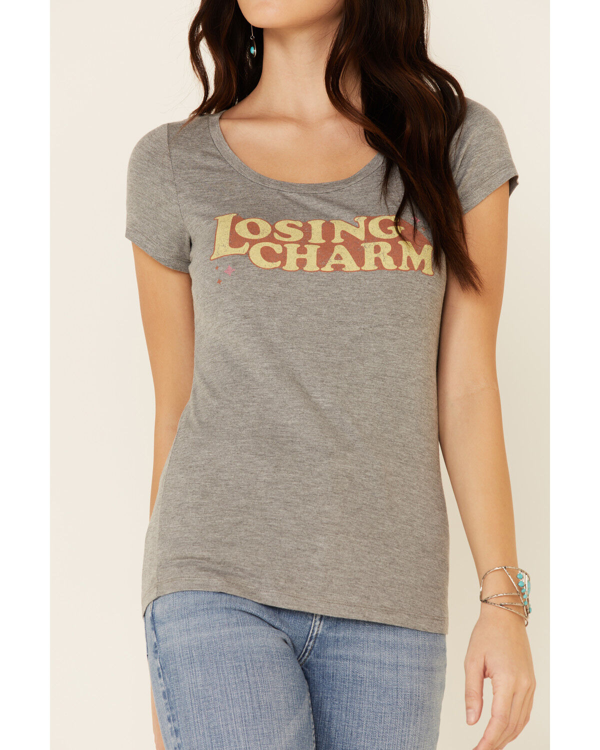 Image #3 - Idyllwind Women's Losing Charm Trustie Short Sleeve Graphic Tee, Heather Grey, hi-res
