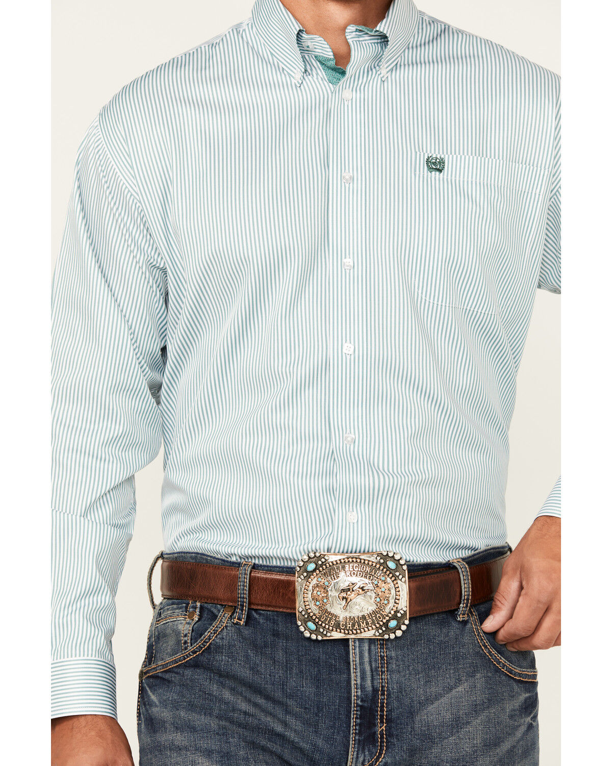 Image #3 - Cinch Men's Striped Long Sleeve Button-Down Western Shirt, White, hi-res