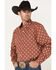 Image #2 - RANK 45® Men's Caballo Geo Print Long Sleeve Button-Down Western Shirt , Light Red, hi-res