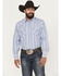 Image #1 - Ely Walker Men's Striped Long Sleeve Pearl Snap Western Shirt, Blue, hi-res