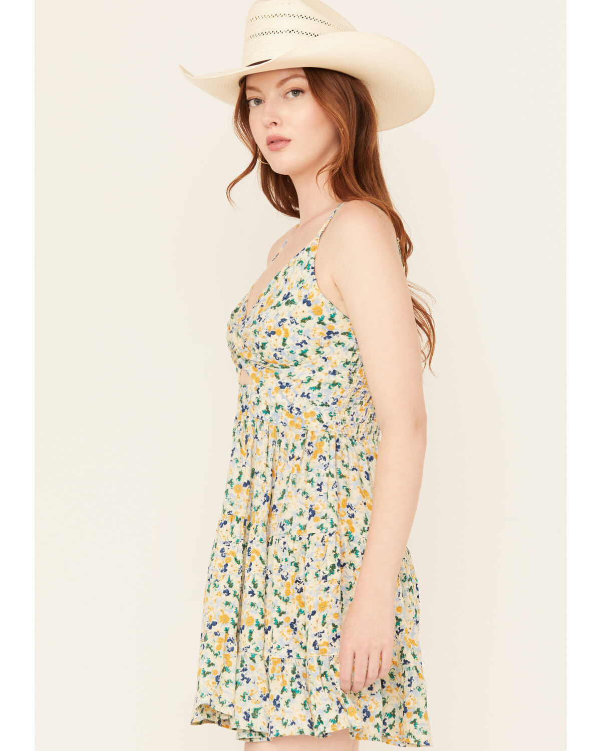 Image #2 - Angie Women's Floral Print Knot Front Mini Dress, Multi, hi-res