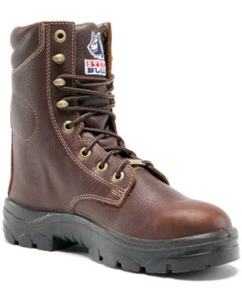 Steel Blue Men's Portland 8" Waterproof Western Work Boots - Steel Toe, Brown, hi-res