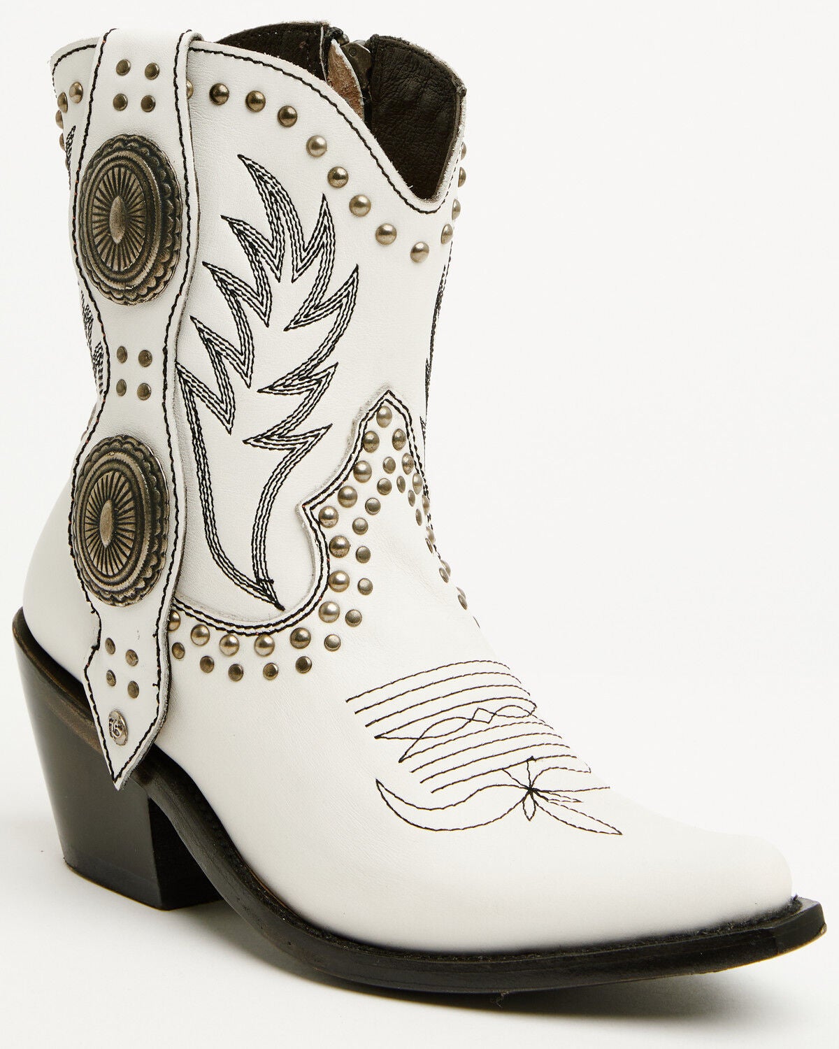 Liberty Black Women's Shirley Concho Western Booties - Snip Toe, White, hi-res