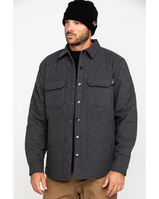 Hawx Men's Solid Grey Douglas Quilted Long Sleeve Shirt Work Jacket - Tall , Charcoal, hi-res