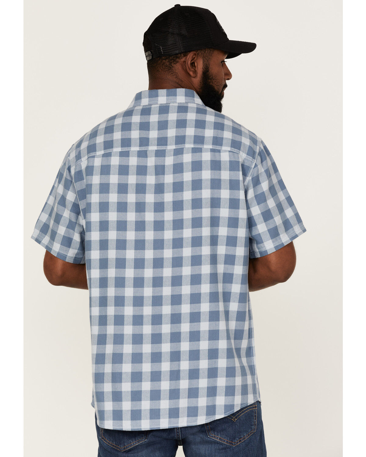 Image #4 - Brothers and Sons Men's Buffalo Check Plaid Short Sleeve Button Down Western Shirt, Indigo, hi-res