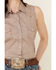 Rough Stock By Panhandle Women's Tile Geo Print Sleevelees Snap Western Core Shirt , Tan, hi-res