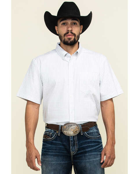 Cody James Core Men's Weekend Warrior Striped Short Sleeve Western Shirt , White, hi-res