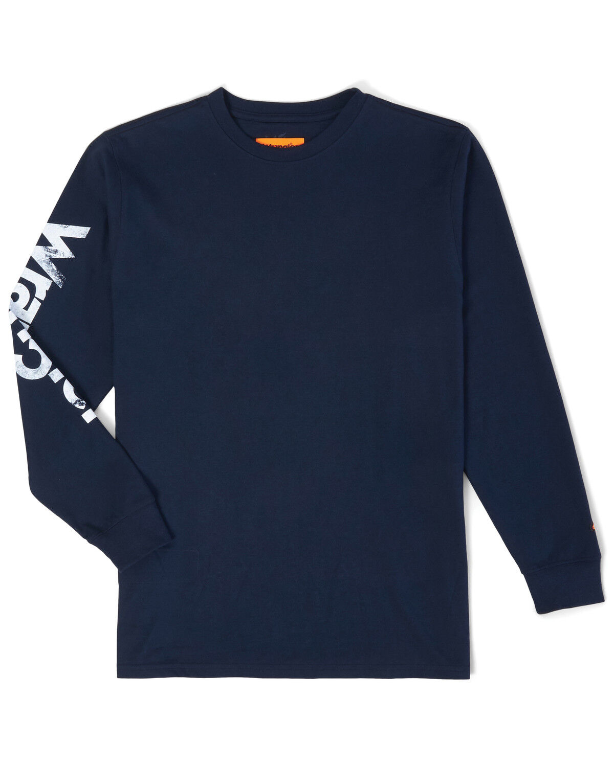 Image #1 - Wrangler FR Men's Logo Sleeve Graphic Long Sleeve Work Shirt, Navy, hi-res