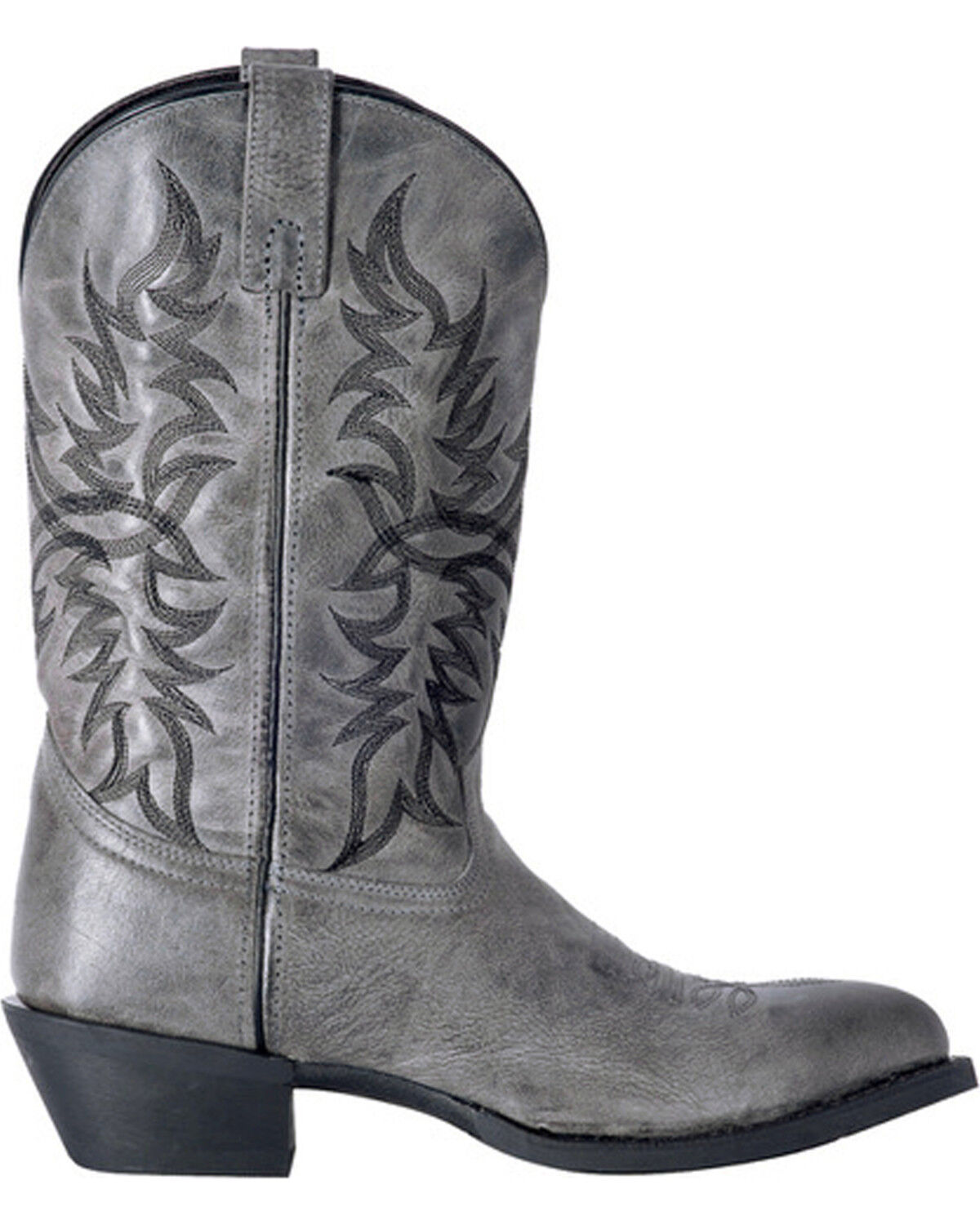 Image #2 - Laredo Men's Harding Waxy Leather Western Boots - Round Toe, Grey, hi-res