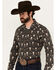 Image #2 - Rock & Roll Denim Men's Vintage '46 Steer Head Print Long Sleeve Pearl Snap Western Shirt, Black, hi-res