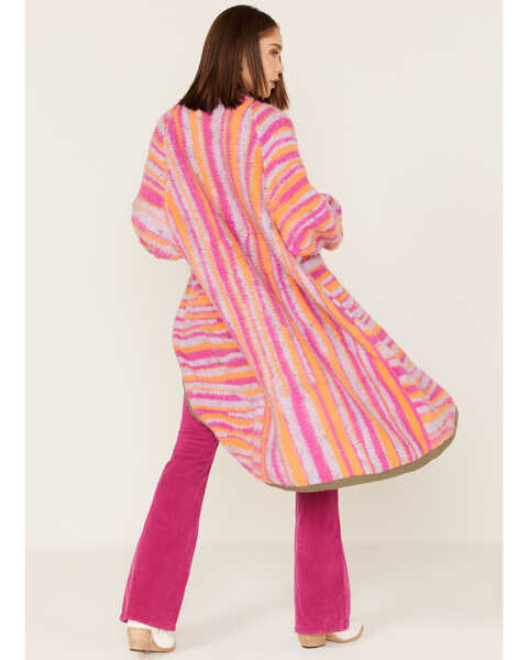 Image #4 - Free People Women's Pink Tiger Knit Duster, Pink, hi-res