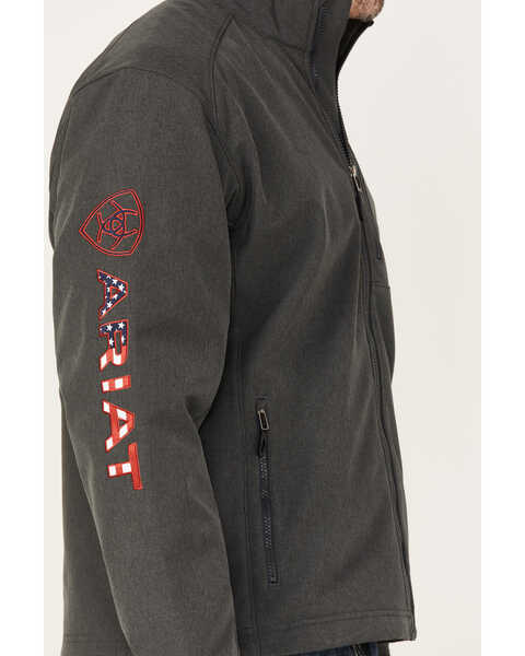 Image #3 - Ariat Men's Americana Logo 2.0 Zip-Front Softshell Jacket - Big , Charcoal, hi-res