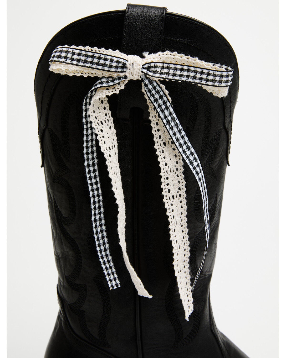 Image #2 - Shyanne Women's Gingham Lace Boot Bow, Black, hi-res