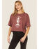 Image #1 - Wrangler Women's Yellowstone Horse Graphic Crop Tee, Burgundy, hi-res