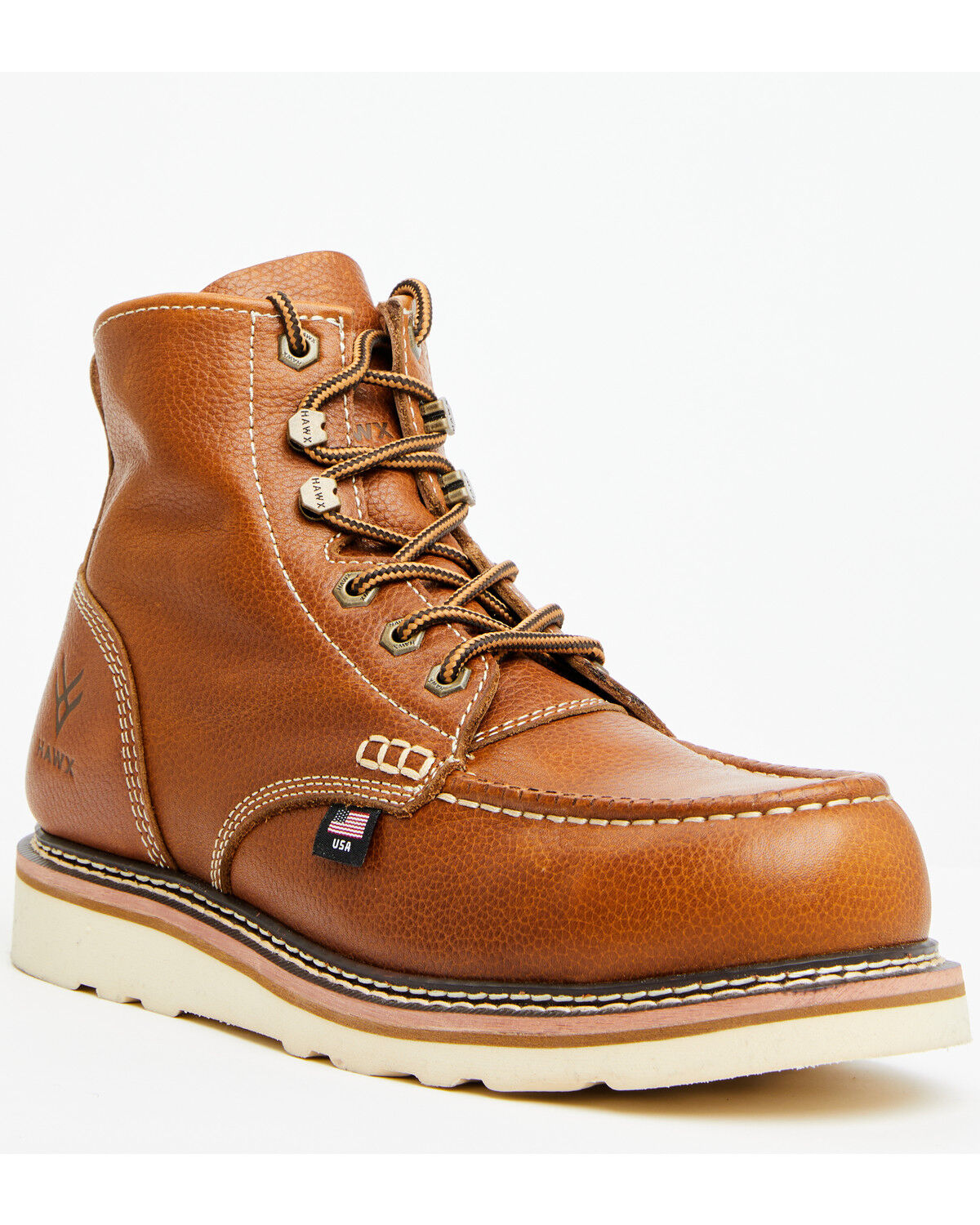 Image #1 - Hawx Men's 6" USA Pitstop Wedge Work Boots - Composite Toe, Brown, hi-res