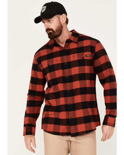 Hawx Men's Buffalo Plaid Print Flannel Work Shirt, Medium Red, hi-res