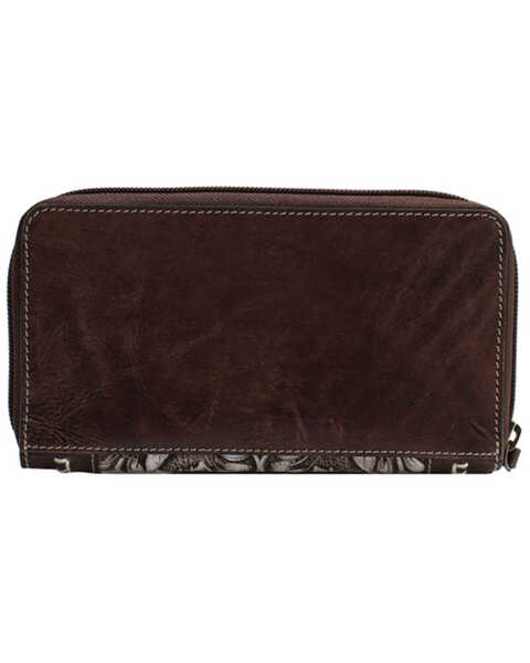 Image #2 - Ariat Women's Rori Buck Lace Tooled Floral Wallet, Brown, hi-res