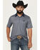 Image #1 - RANK 45® Men's Railroad Striped Short Sleeve Polo, Light Blue, hi-res
