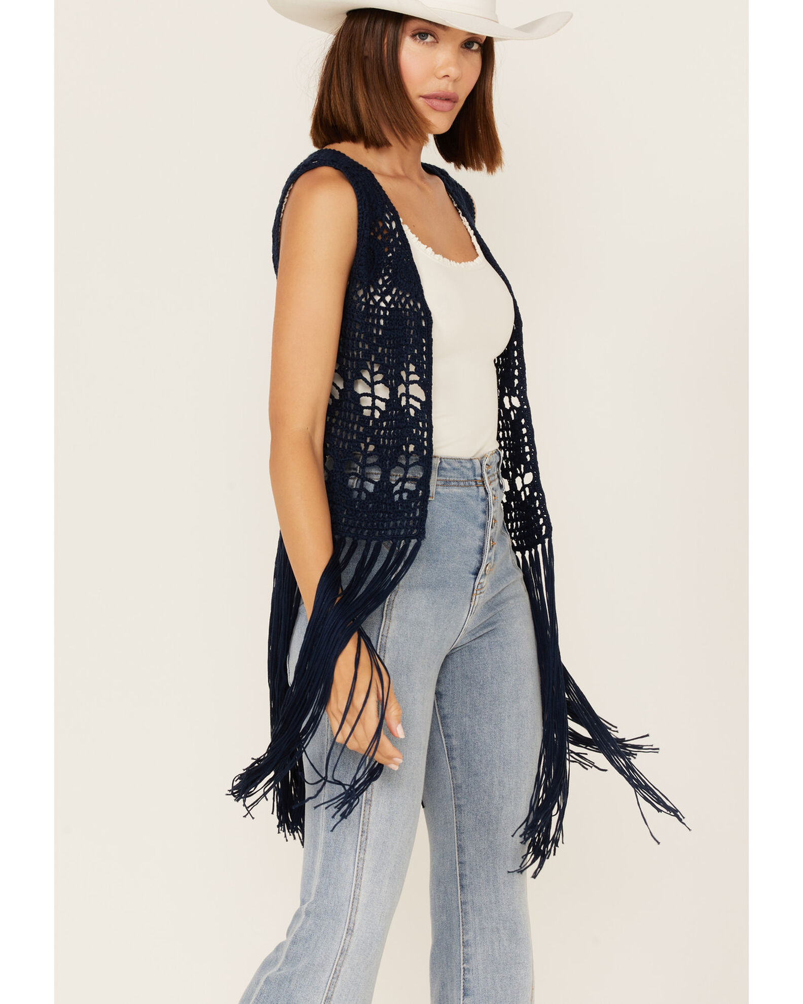 Knitted tassel outlet vest