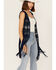 Image #1 - Rock & Roll Denim Women's Crochet Knit Fringe Vest, Navy, hi-res