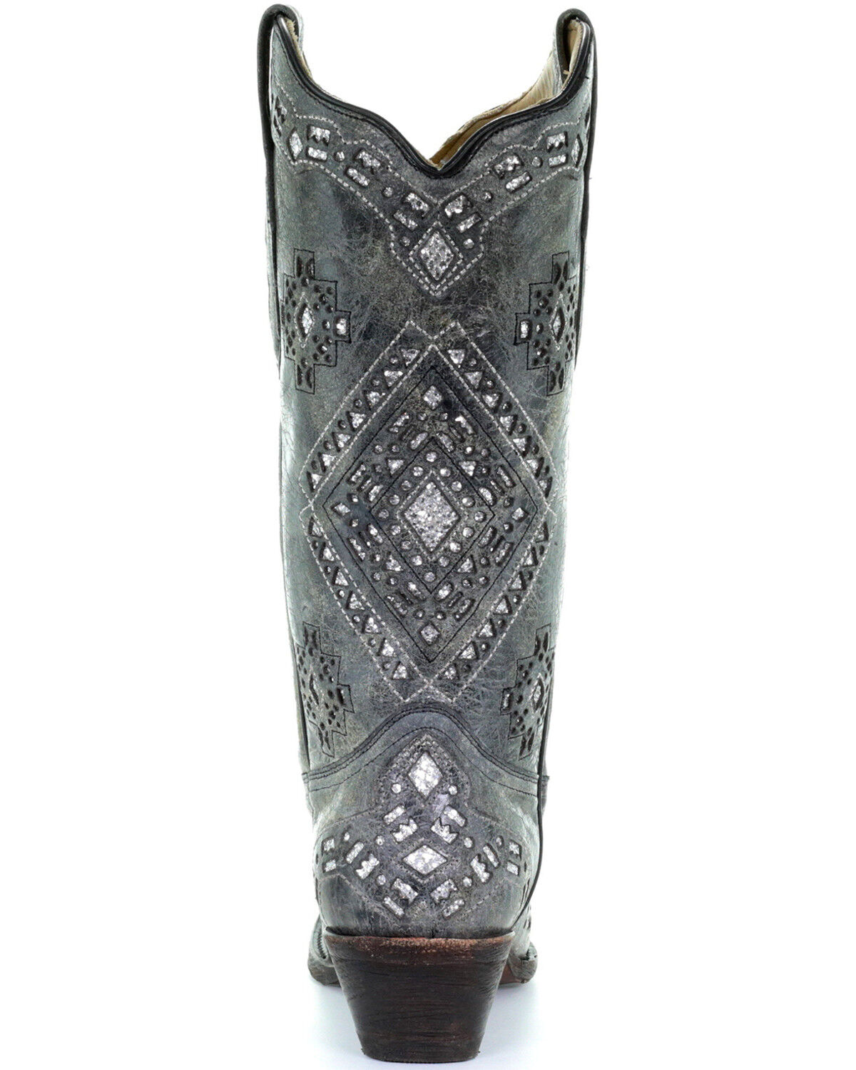 Image #5 - Corral Women's Glitter Inlay Western Boots - Snip Toe, Black Distressed, hi-res