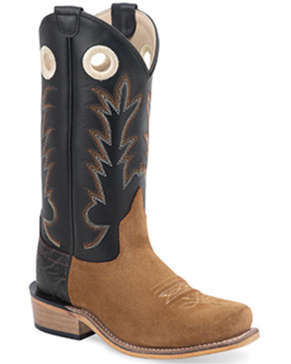 Old West Boys' Suede Western Boots - Square Toe, Black, hi-res