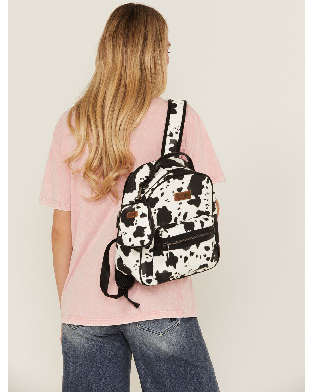 Image #1 - Wrangler Women's Cow Print Backpack, Black, hi-res