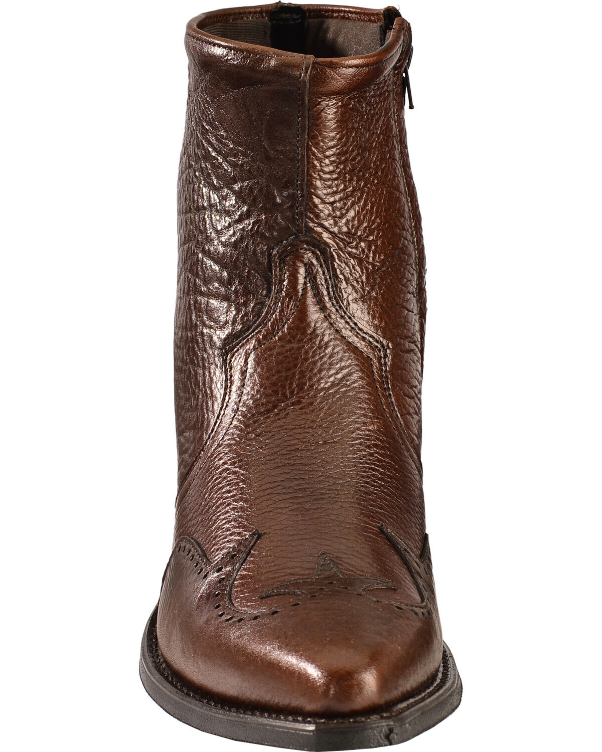 Image #4 - Abilene Western Wingtip Zipper Boots - Snip Toe, Chocolate, hi-res