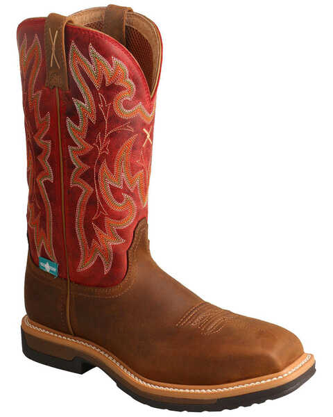Twisted X Women's Lite Cowboy Waterproof Western Work Boots - Composite Toe, Red, hi-res