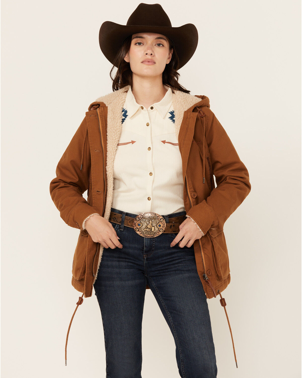 Image #1 - Kimes Ranch Women's Awa Sherpa Lined Jacket, Brown, hi-res