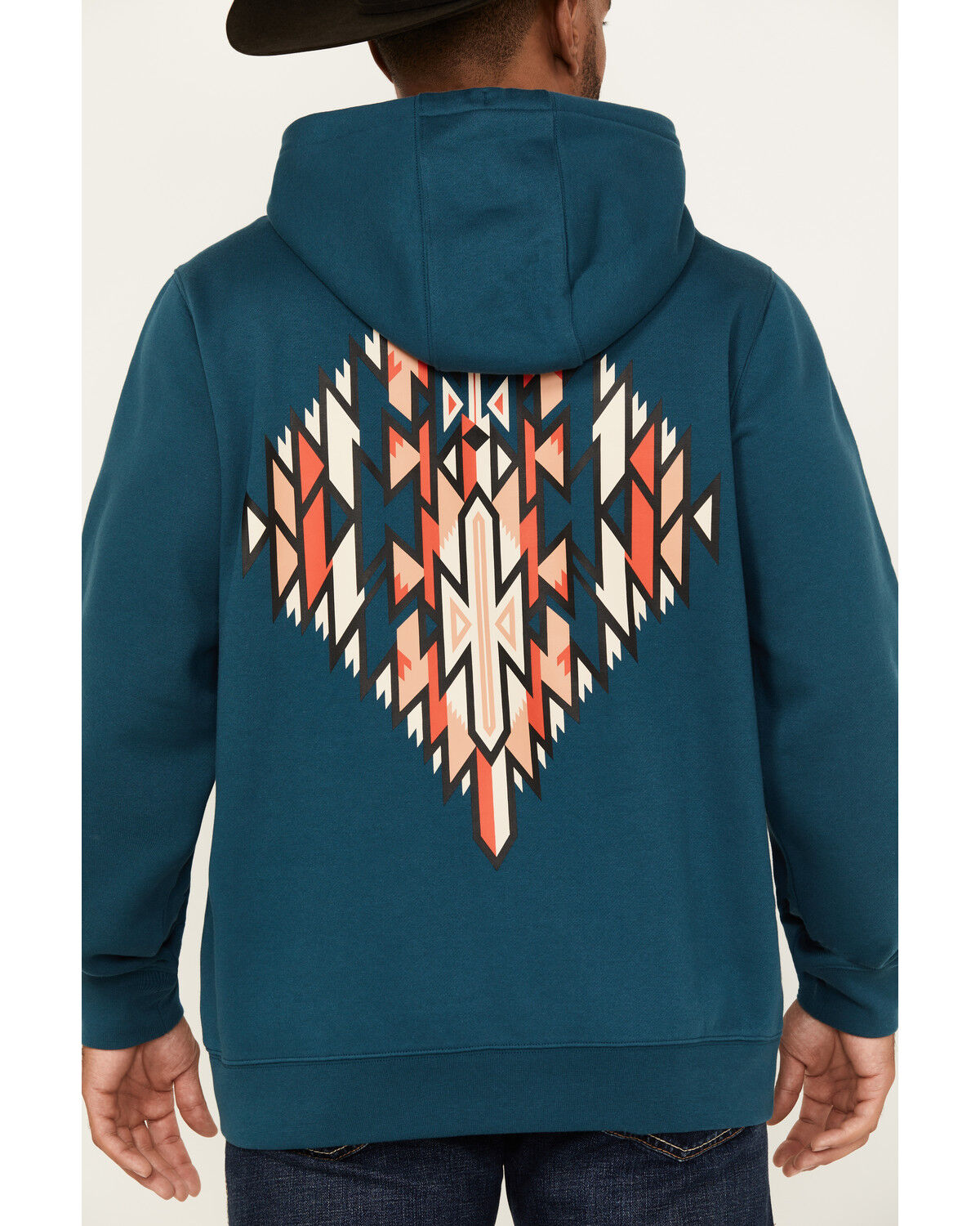 Image #4 - RANK 45® Men's Lasso Southwestern Print Graphic Hooded Sweatshirt, Dark Teal, hi-res