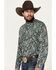 Image #2 - Cinch Men's Paisley Print Long Sleeve Button-Down Western Shirt, Dark Green, hi-res