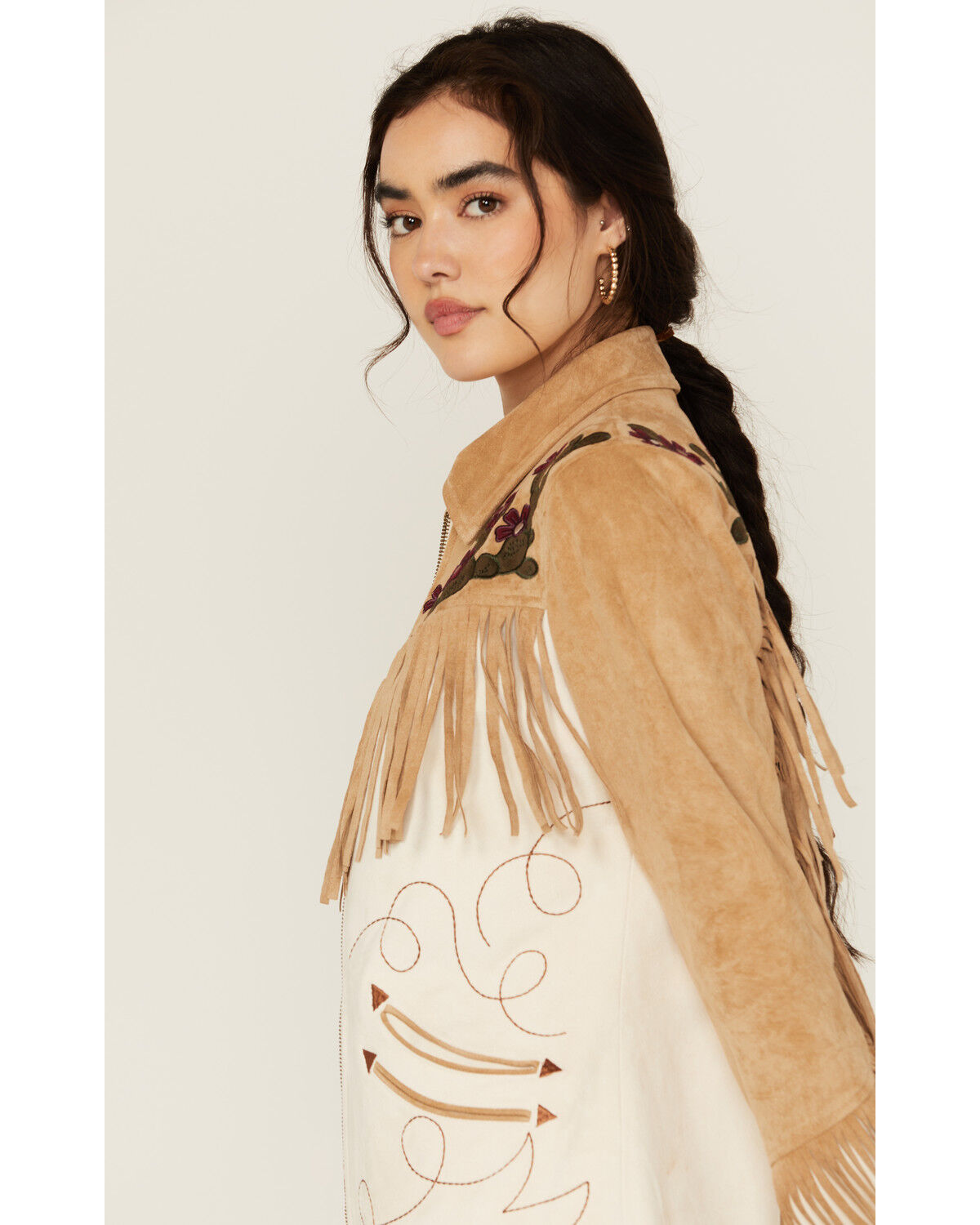 Image #2 - Powder River Outfitters Women's Faux Suede Fringe Jacket, Tan, hi-res