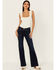 Image #3 - 7 For All Mankind Women's  Dark Wash Mid Rise Tailorless Dojo Stretch Trouser Jeans , Dark Wash, hi-res