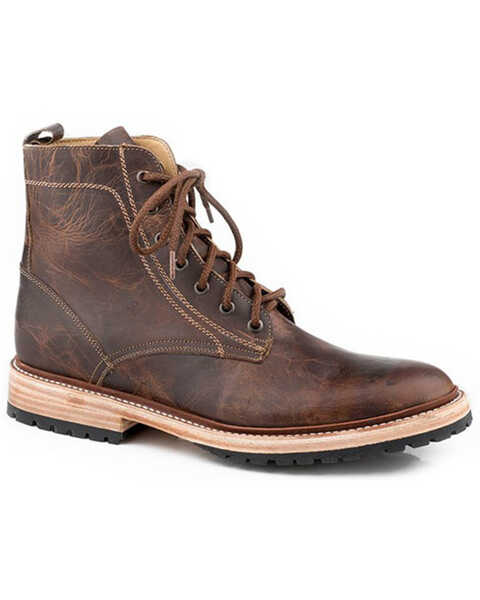 Stetson Men's Oiled Vamp Casual Lace-Up Chukka Boots - Round Toe , Brown, hi-res