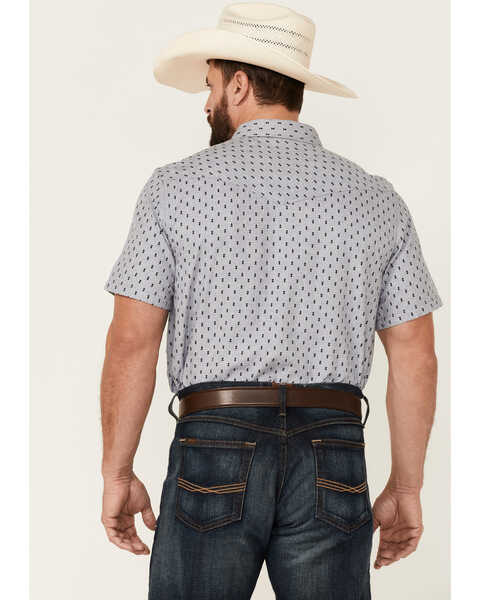 Cody James Men's Double Arrow Geo Print Short Sleeve Snap Western Shirt , Grey, hi-res