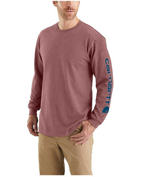 Carhartt Men's Loose Fit Heavyweight Long Sleeve Pocket Graphic T-Shirt , Maroon, hi-res