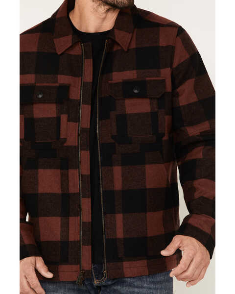 Image #3 - Brothers and Sons Men's Plaid Print Wool Western Jacket, Red, hi-res
