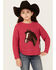 Image #1 - Cotton & Rye Girls' Horse Applique Round Bottom Sweater, Pink, hi-res