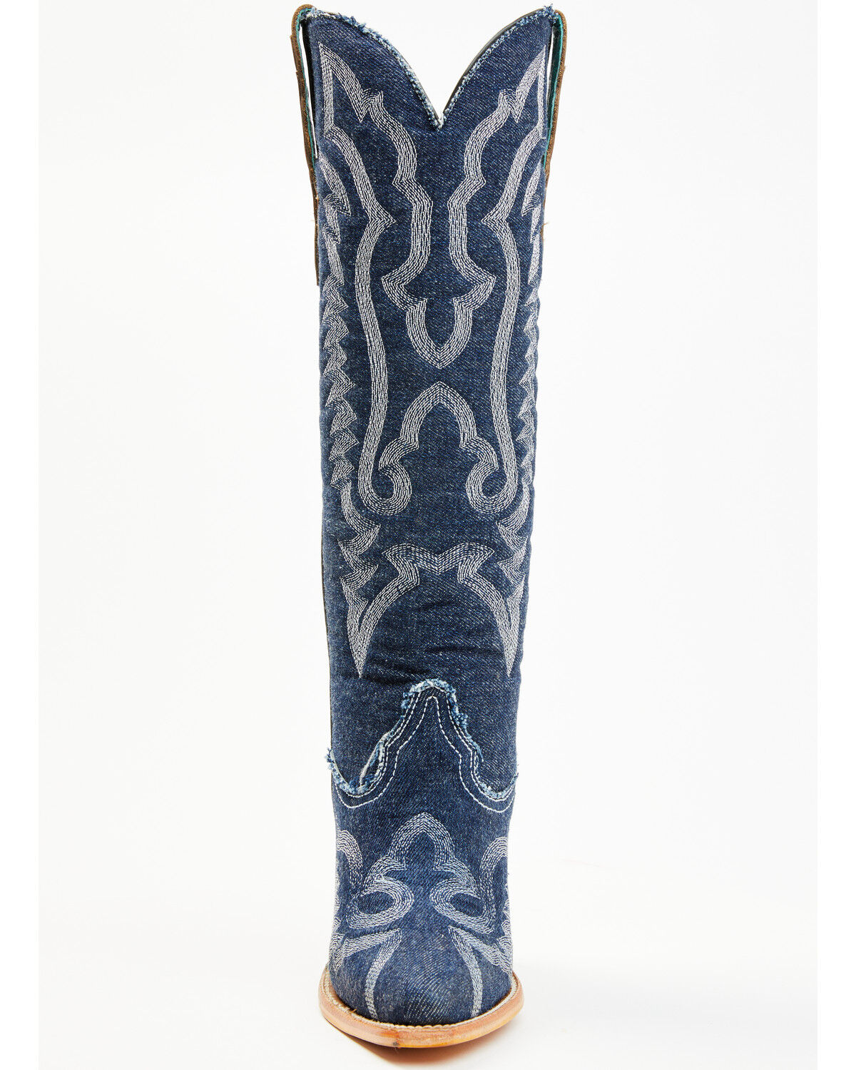 Image #4 - Corral Women's Denim Embroidered Tall Western Boots - Snip Toe, Medium Blue, hi-res