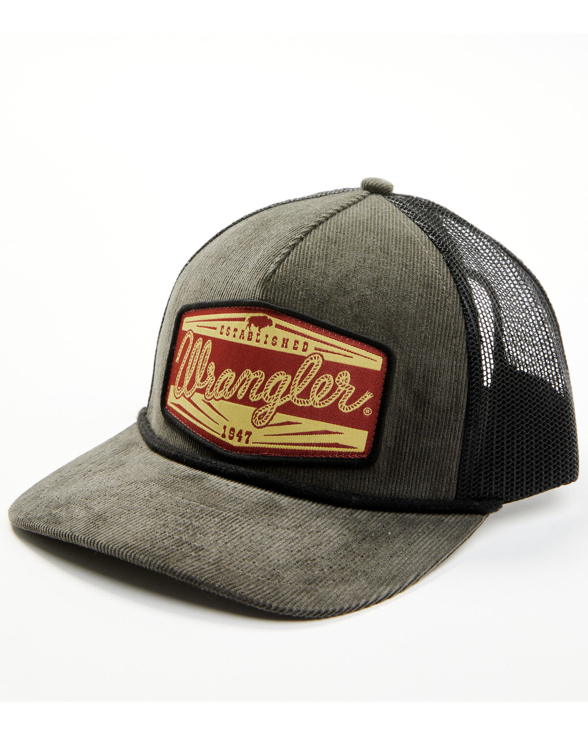 Image #1 - Boot Barn X Wrangler Men's Corduroy Baseball Cap, Olive, hi-res