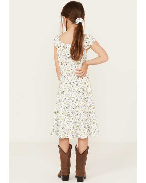 Image #4 - Shyanne Girls' Ditsy Print Dress and Scrunchie Set, White, hi-res
