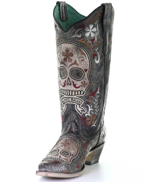 Image #6 - Corral Women's Sugar Skull Embroidery Western Boots - Snip Toe, , hi-res