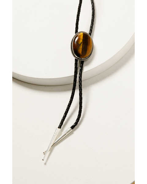 Image #2 - Broken Arrow Jewelry Women's Tiger Eye Bolo Tie , Silver, hi-res