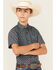 Image #1 - Ariat Boys' Geo Print Short Sleeve Button-Down Western Shirt, Grey, hi-res