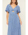 Image #3 - Angie Women's Floral Print Knot Short Sleeve Midi Dress, Blue, hi-res
