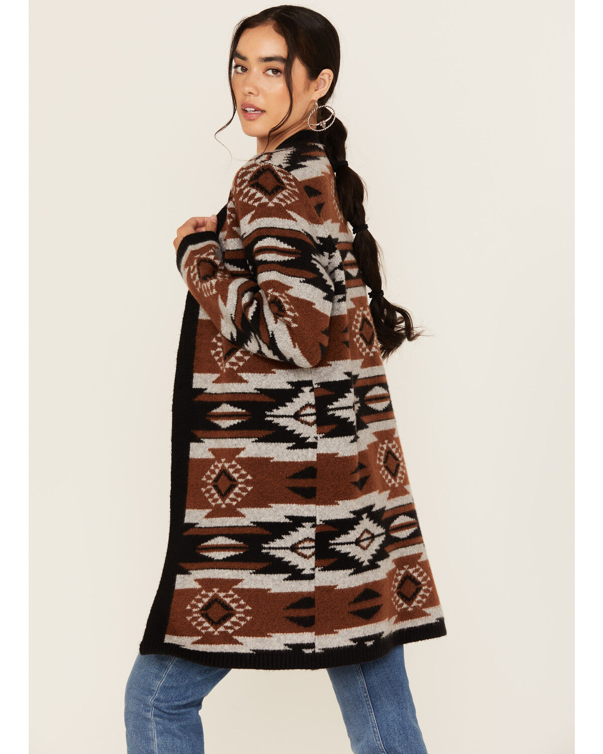 Image #2 - Shyanne Women's Southwestern Print Duster, Chocolate, hi-res