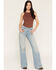 Image #1 - Wrangler Women's High Rise Light Wash 70's Flare Stretch Denim Jeans, Light Wash, hi-res